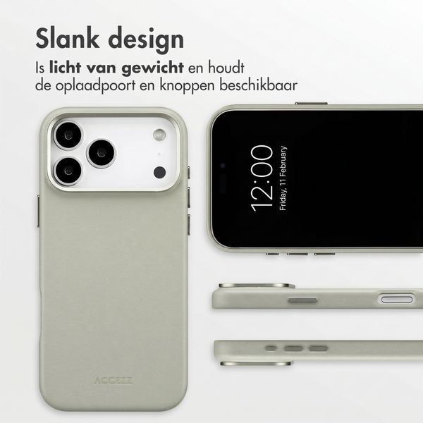 Accezz MagSafe Leather Backcover Apple iPhone 18 Pro / 17 Pro - Light Grey