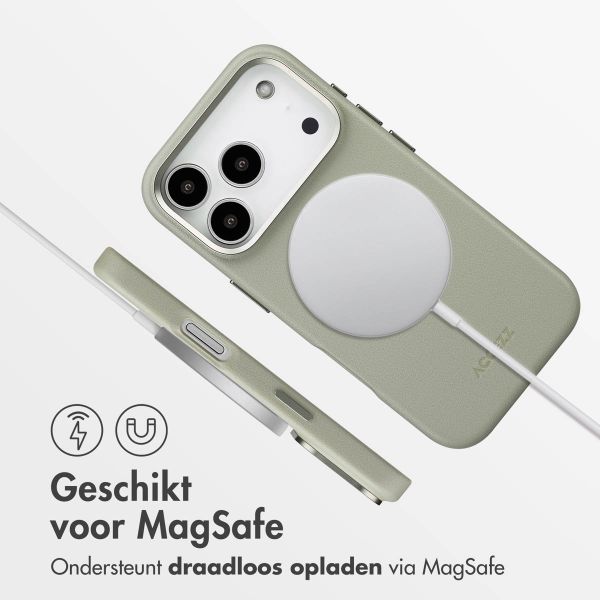 Accezz MagSafe Leather Backcover Apple iPhone 17 Pro - Lichtgrijs