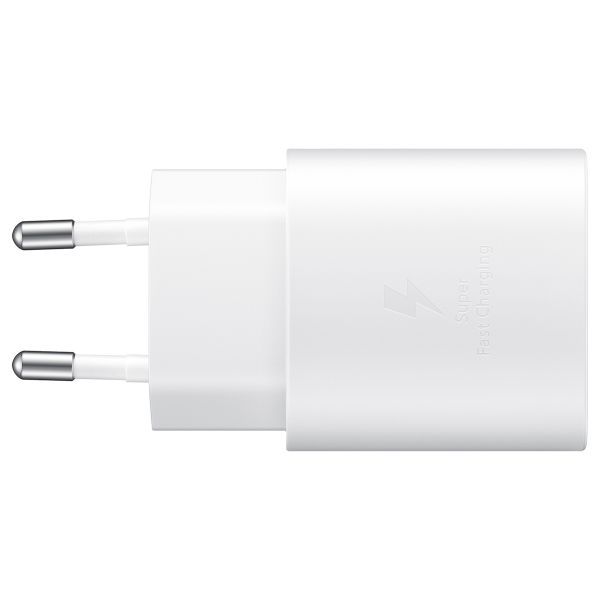 Samsung Originele USB-C naar USB-C kabel - 1.8 meter - 25 Watt - Wit + Originele Fast Charging Adapter USB-C Oplader - In Fabrieksverpakking - 25 Watt - Wit