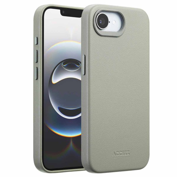 Accezz MagSafe Leather Backcover Apple iPhone 16e - Lichtgrijs