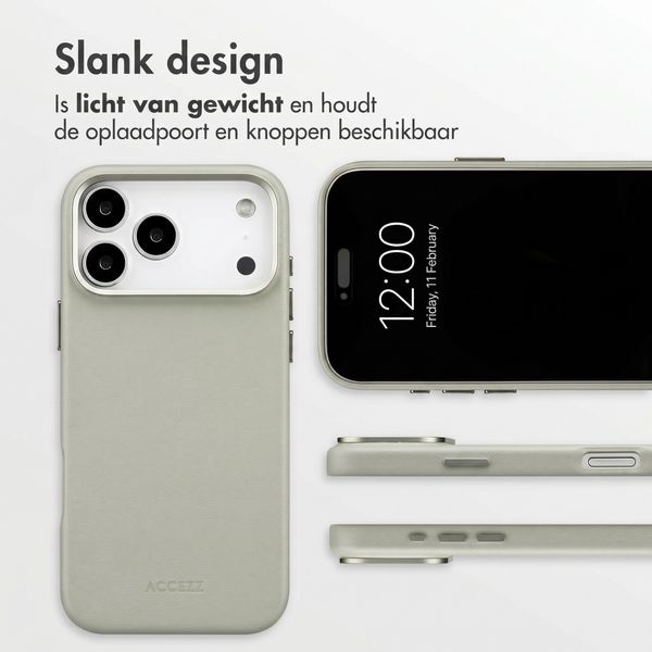 Accezz MagSafe Leather Backcover Apple iPhone 18 Pro Max / 17 Pro Max - Light Grey