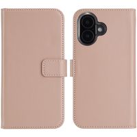 Selencia Echt Lederen Bookcase Apple iPhone 16 Plus - Dusty Pink