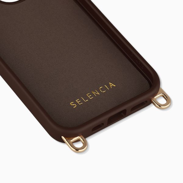 Selencia Rivièra MagSafe Backcover met afneembare haakjes Apple iPhone 15 Pro Max - Choco Brown