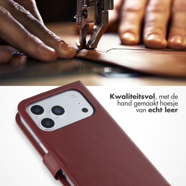 Selencia Echt Leren Bookcase Apple iPhone 17 Pro - Burgundy