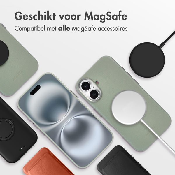 Accezz MagSafe Leather Backcover Apple iPhone 16 - Light Grey