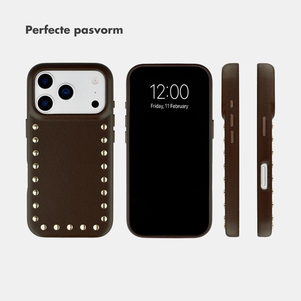 Selencia Studs Backcover met MagSafe Apple iPhone 17 Pro - Cacao Crush
