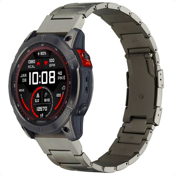 Accezz Mat Titanium bandje  - Garmin 26 mm aansluiting - Titanium