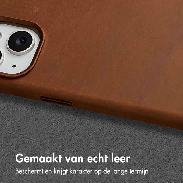 Accezz Vintage Leather Magsafe Backcover iPhone 15 - Tabacco Cognac