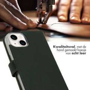 Selencia Echt Lederen Bookcase iPhone 14 - Groen