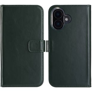 Selencia Echt Lederen Bookcase Apple iPhone 16 - Groen