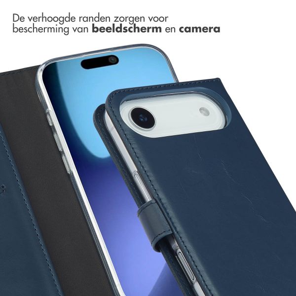 Selencia Echt Leren Bookcase Apple iPhone 17 Air - Blauw