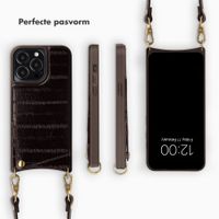 Selencia Nova Real Leather Backcover met Koord en Pashouder Apple iPhone 13 Pro - Dark Chocolate