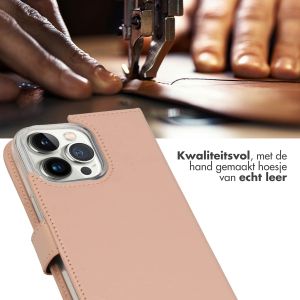 Selencia Echt Lederen Bookcase iPhone 14 Pro Max - Dusty Pink