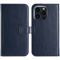 Selencia Echt Lederen Bookcase Apple iPhone 16 Pro - Blauw