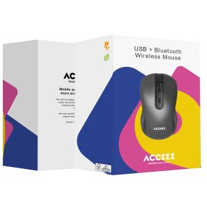 Accezz Draadloze muis - Bluetooth / USB-A adapter - Grijs