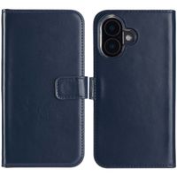 Selencia Echt Lederen Bookcase Apple iPhone 16 - Blauw