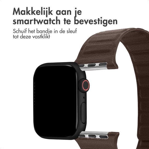 Accezz Magnetisch echt lederen bandje Apple Watch | 38/40/41/42 mm - Chocolate Brown