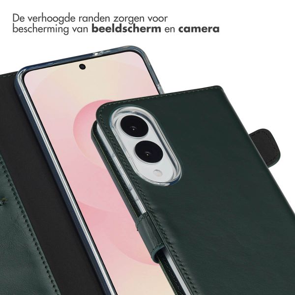 Selencia Echt Lederen Bookcase Samsung Galaxy S25 Edge - Groen