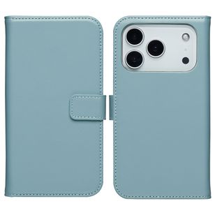 Selencia Echt Leren Bookcase Apple iPhone 17 Pro Max - Light Blue