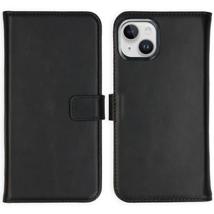 Selencia Echt Lederen Bookcase Apple iPhone 15 Plus - Zwart