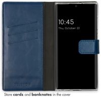 Selencia Echt Leren Bookcase Samsung Galaxy S22 Ultra - Blauw