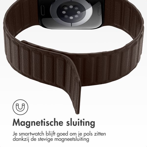 Accezz Magnetisch echt lederen bandje Apple Watch | 38/40/41/42 mm - Chocolate Brown