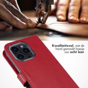 Selencia Echt Lederen Bookcase iPhone 16 Pro - Rood